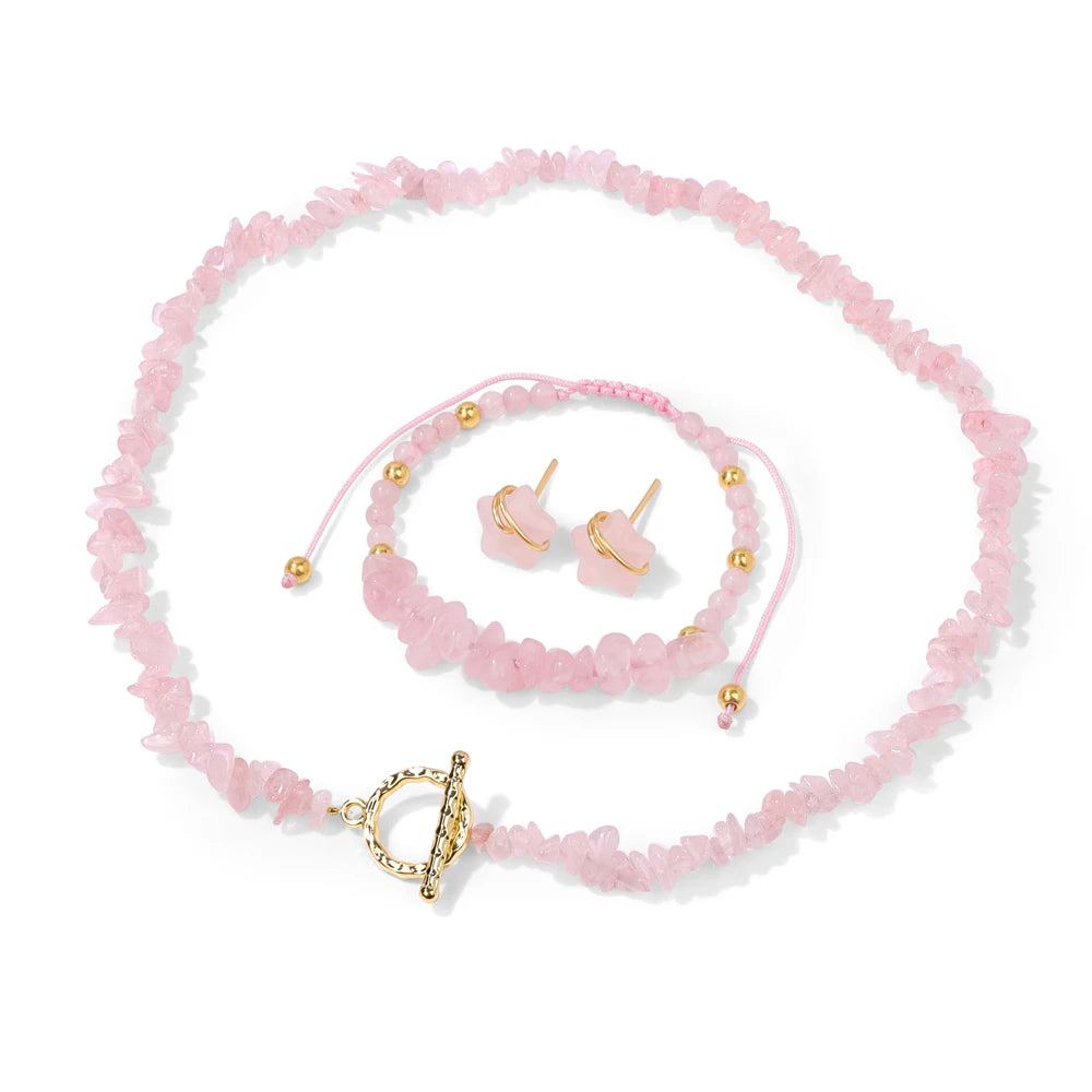 Stary Twinkle Gravel Natural Stone Chip Beads Jewelry Sets