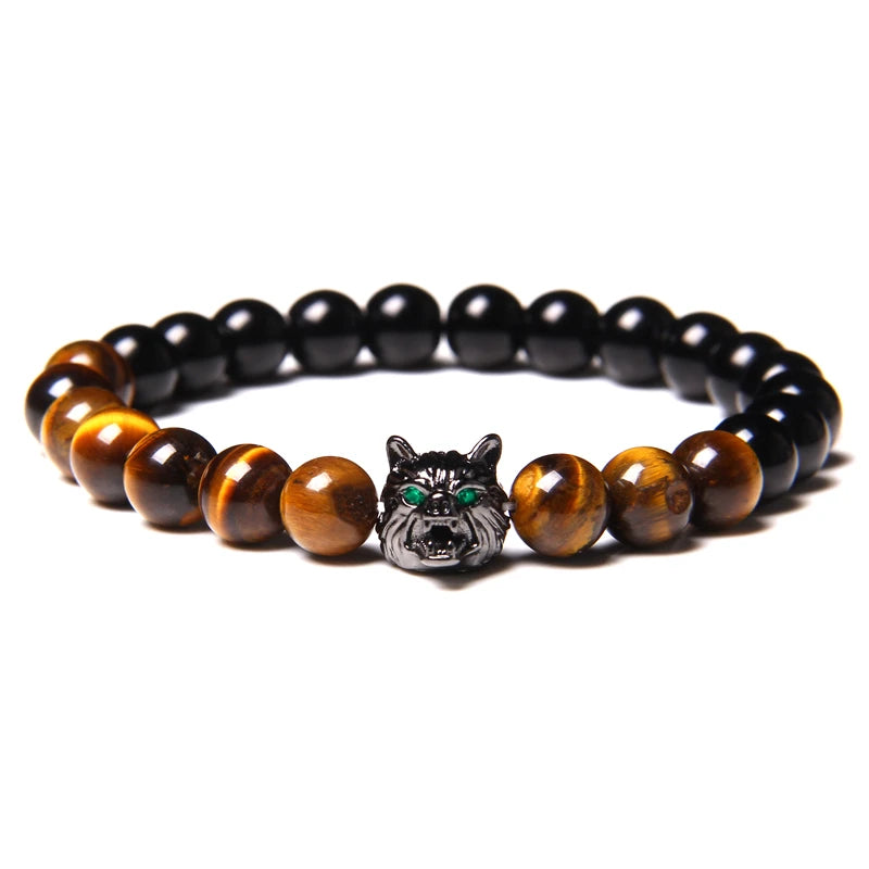 Alpha Wolf Head Charm Protection Diffuser Bracelet