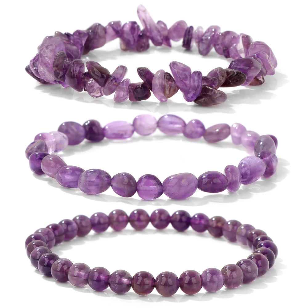 Natural Amethysts Charm Bracelet Series