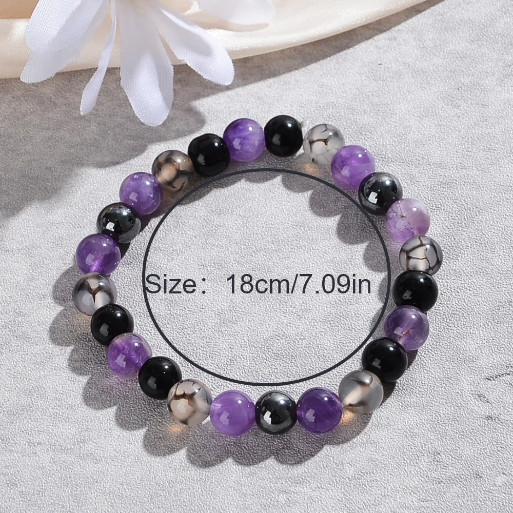 Amethyst and Black Gallstone Calming Bracelet