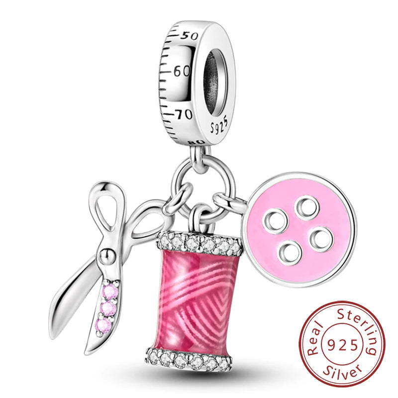Splash Pink & Silver Pendant Charms
