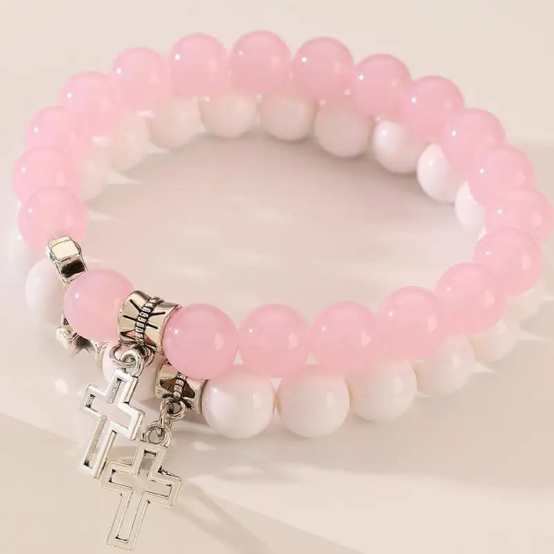 Kindred Spirit Twin 2Pcs/Set Natural Stone Cross Bracelets