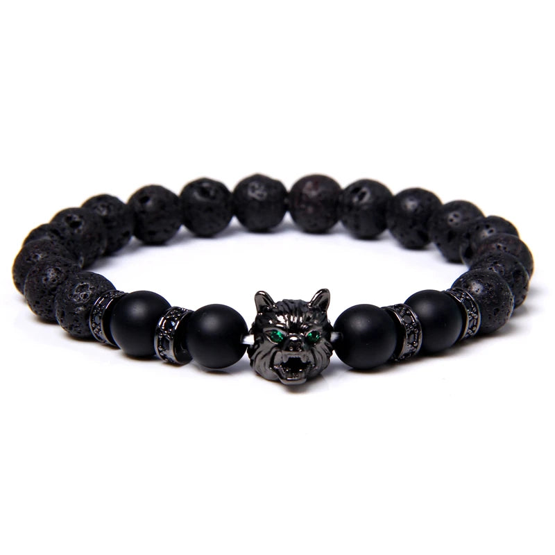Alpha Wolf Head Charm Protection Diffuser Bracelet