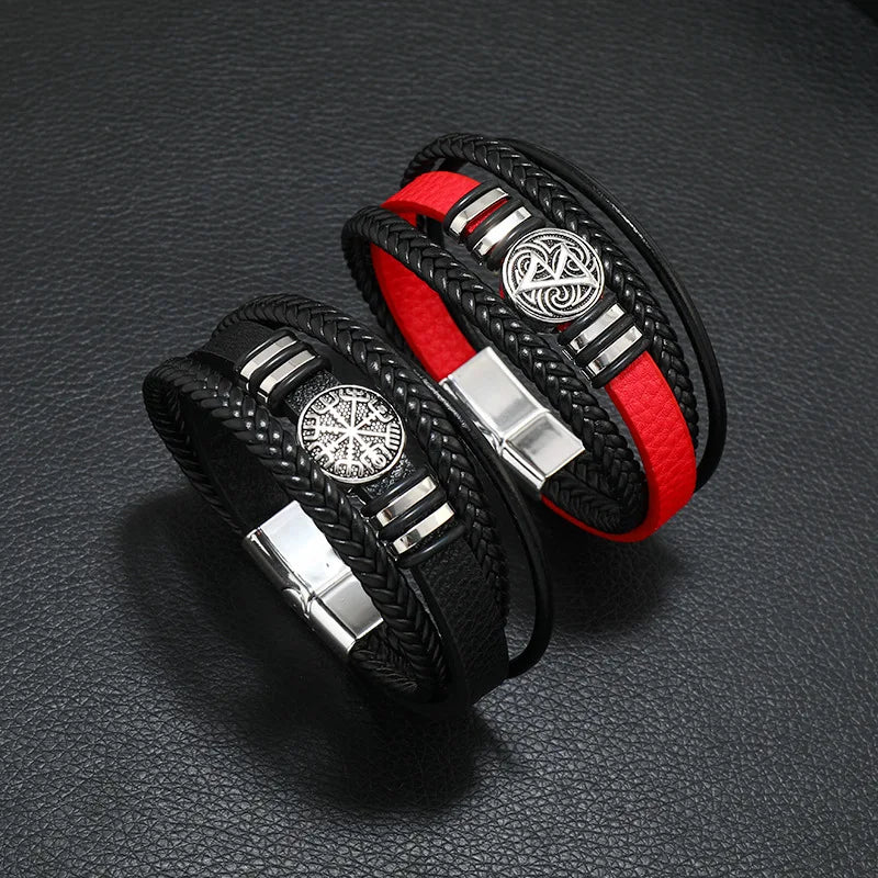 Red & Black Unique Leather Bracelets