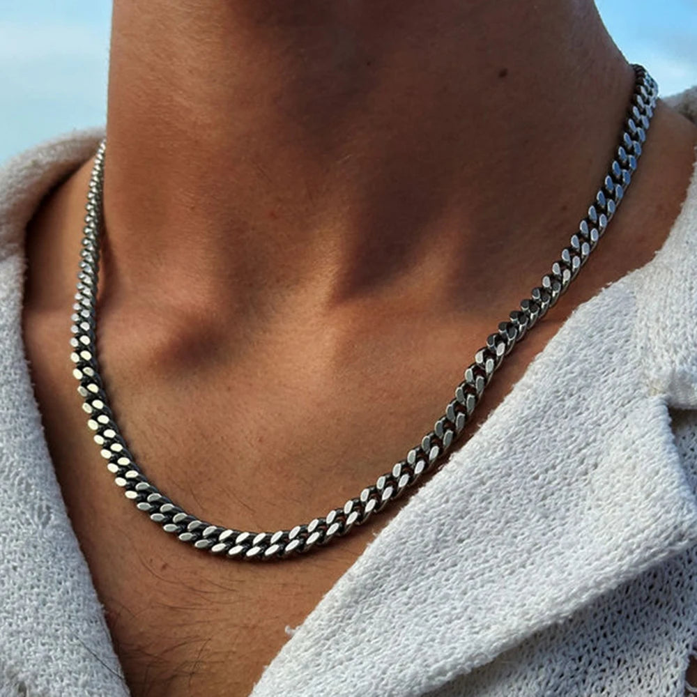 Miami Curb Link Silver Thick & Thin Cuban Necklaces