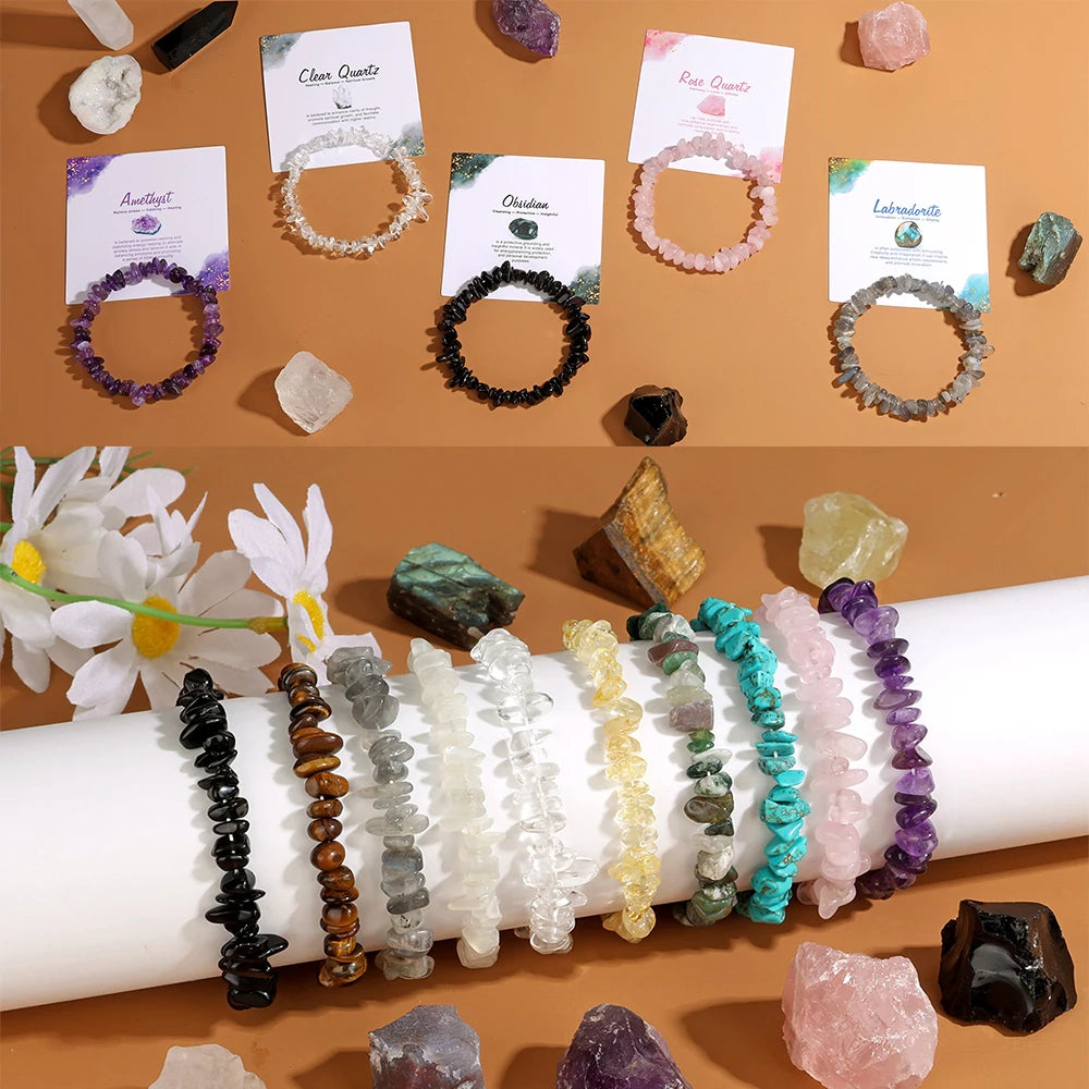 Exquisite Multi Color & Shape Natural Stone Crystal Beads Bracelet