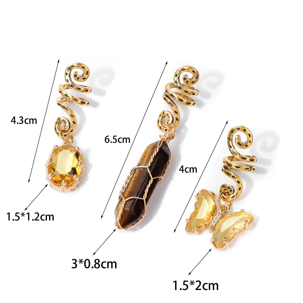 Crystal Butterfly Hexagonal Prism Shape Hair Clip 3pcs/Set