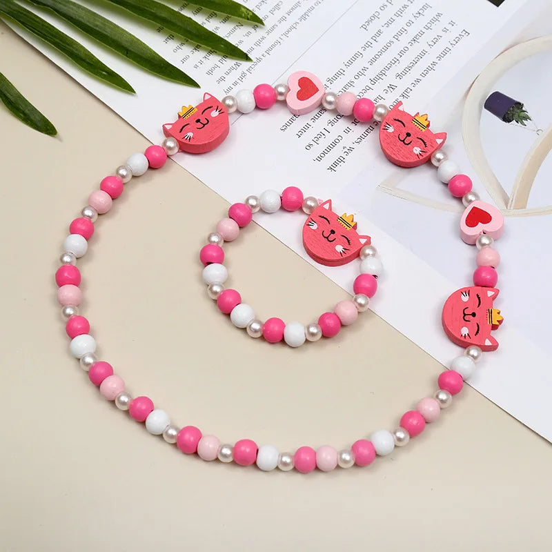 Cute Cartoon Pattern Necklace Bracelet Sets