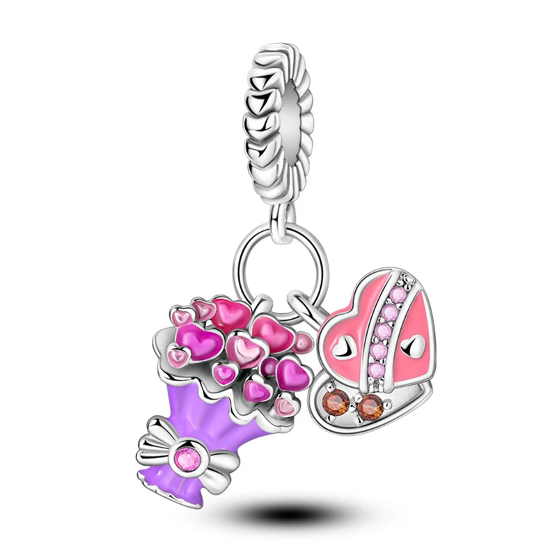 Romantic Bouquet Flower Love Language Theme Charms