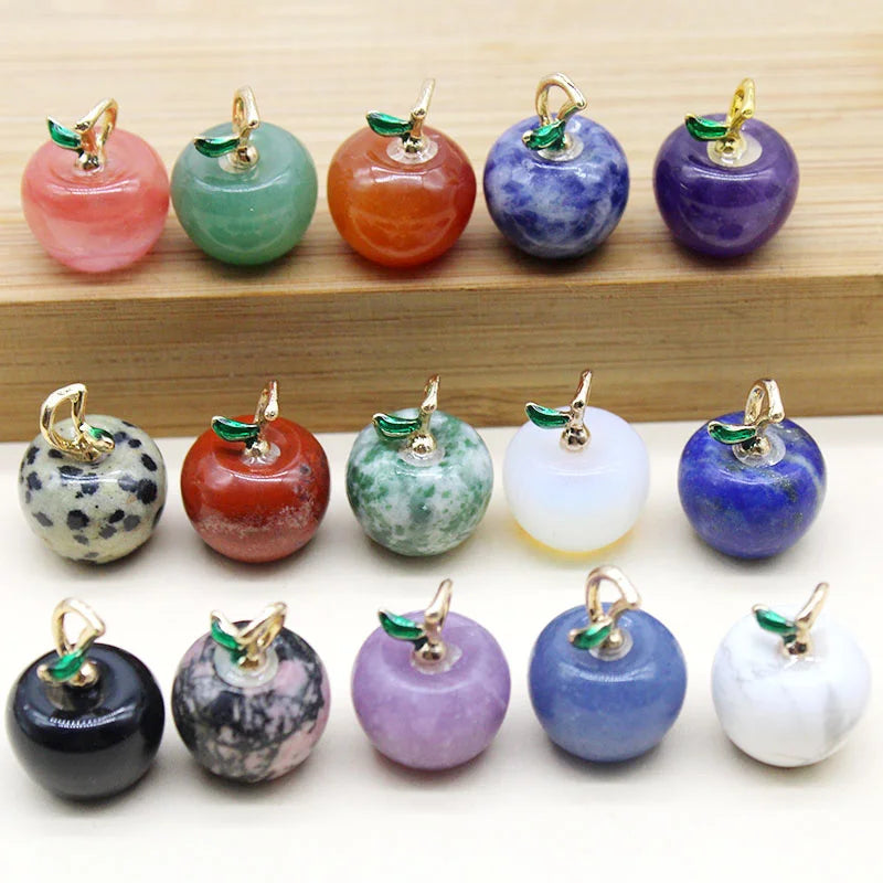 Gorgeous 12pcs Natural Stone Apple Pendant