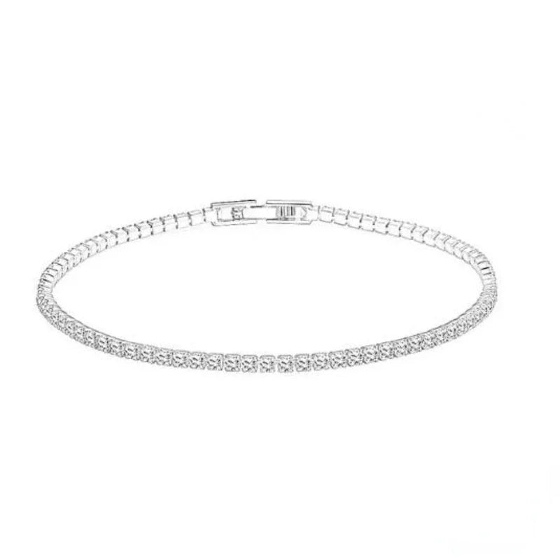 Diamond studded Tennis Genuine Sterling Silver Bracelet