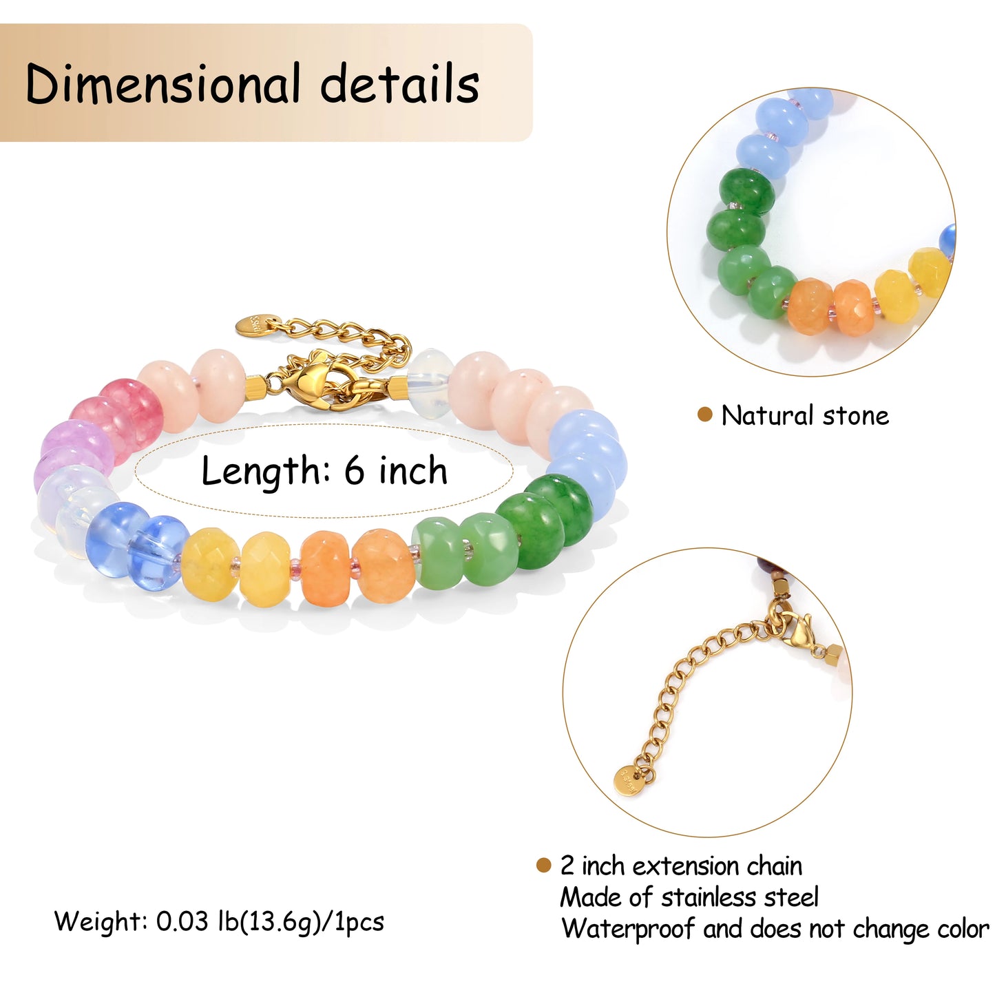 Colorful Gemstone Rainbow Bracelet