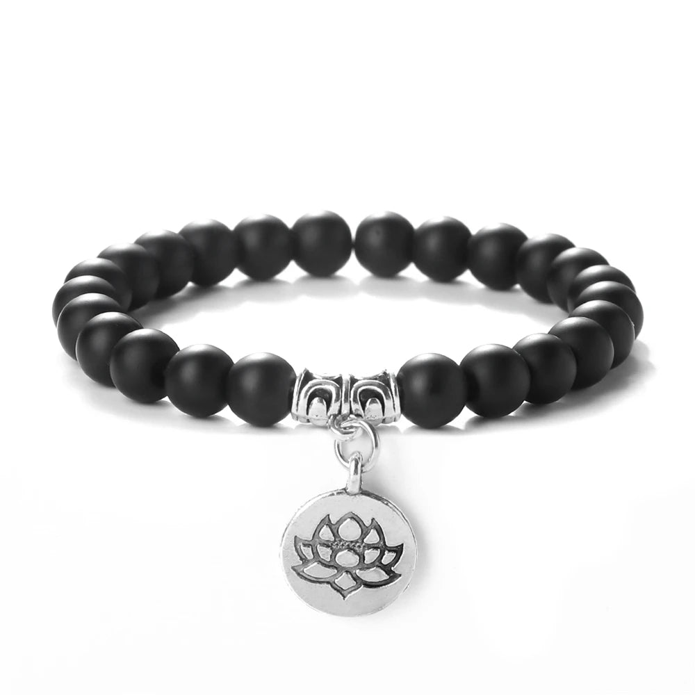 Lotus Pendant Natural Stone Beaded Bracelets