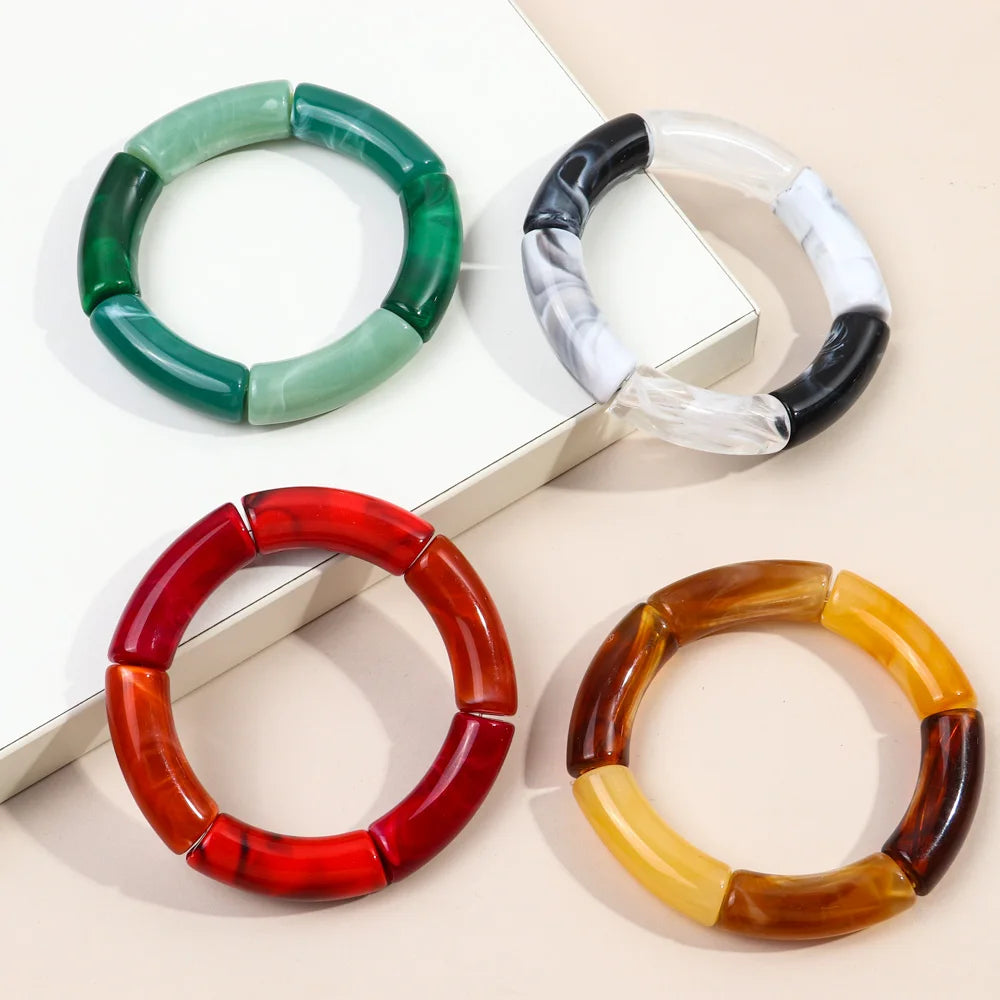 Exquisite Stacked Bamboo Bangles Bracelets