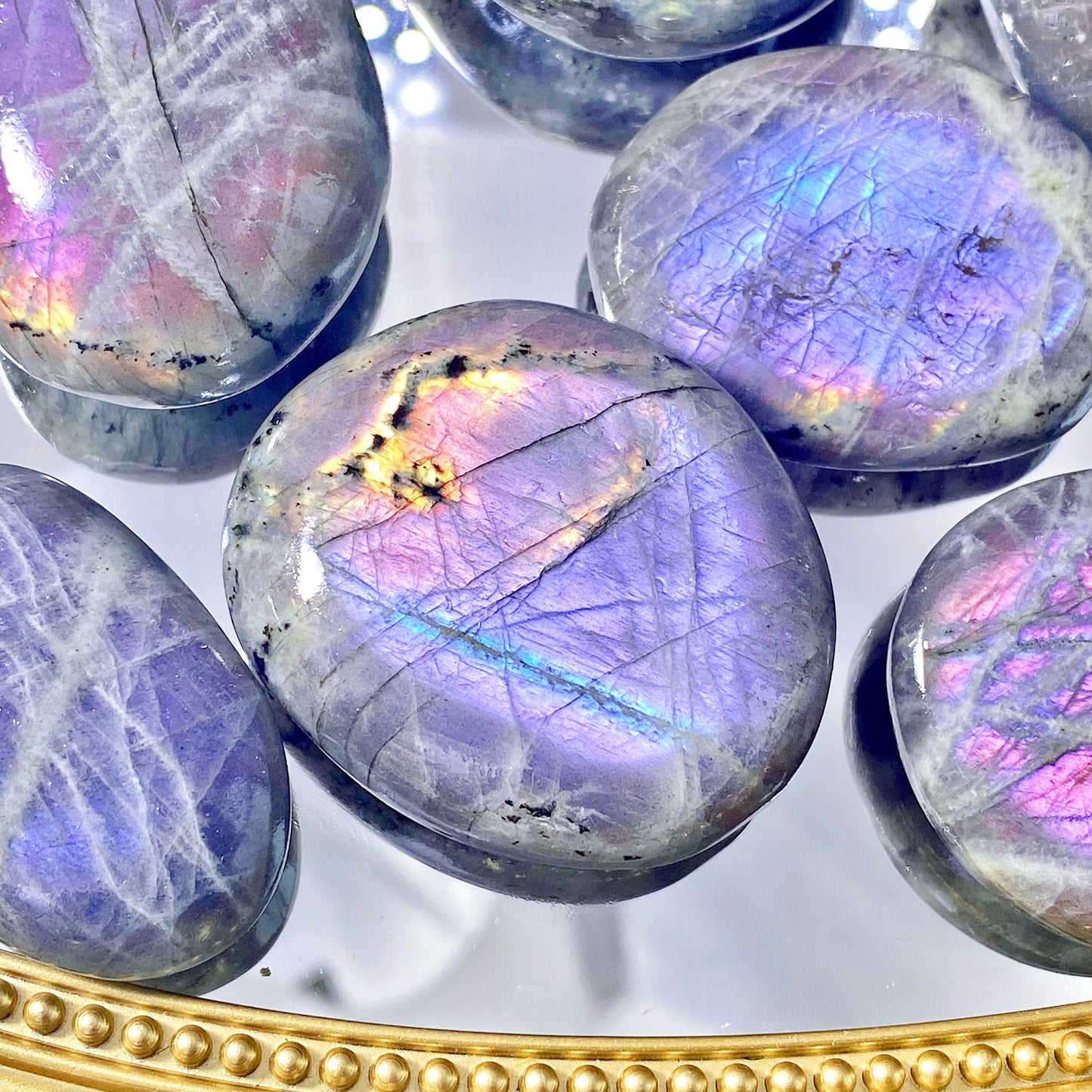 Mesmerizing Purple Flash Labradorite Palm Gemstone