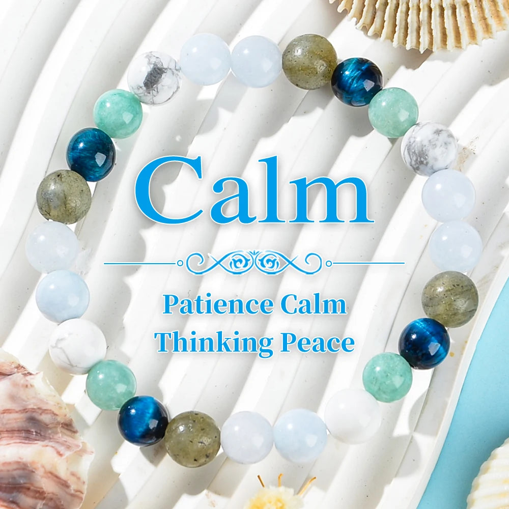 Serene Calming Blue Agate Crystal Bracelet
