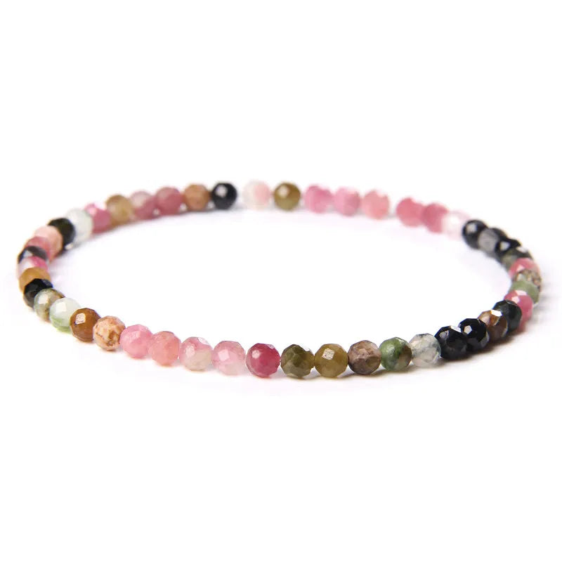 Colorful Faceted Natural Gem Stone Bead Bracelet