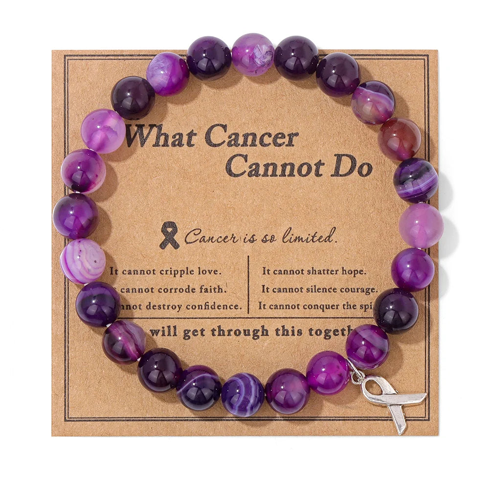 Beautiful Pink Ribbon Charm Breast Cancer Awareness Beads Bracelets