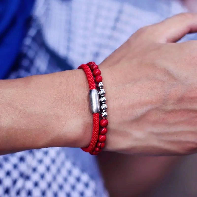 Natural Map Stone "Lucky Thread" Bracelet Sets