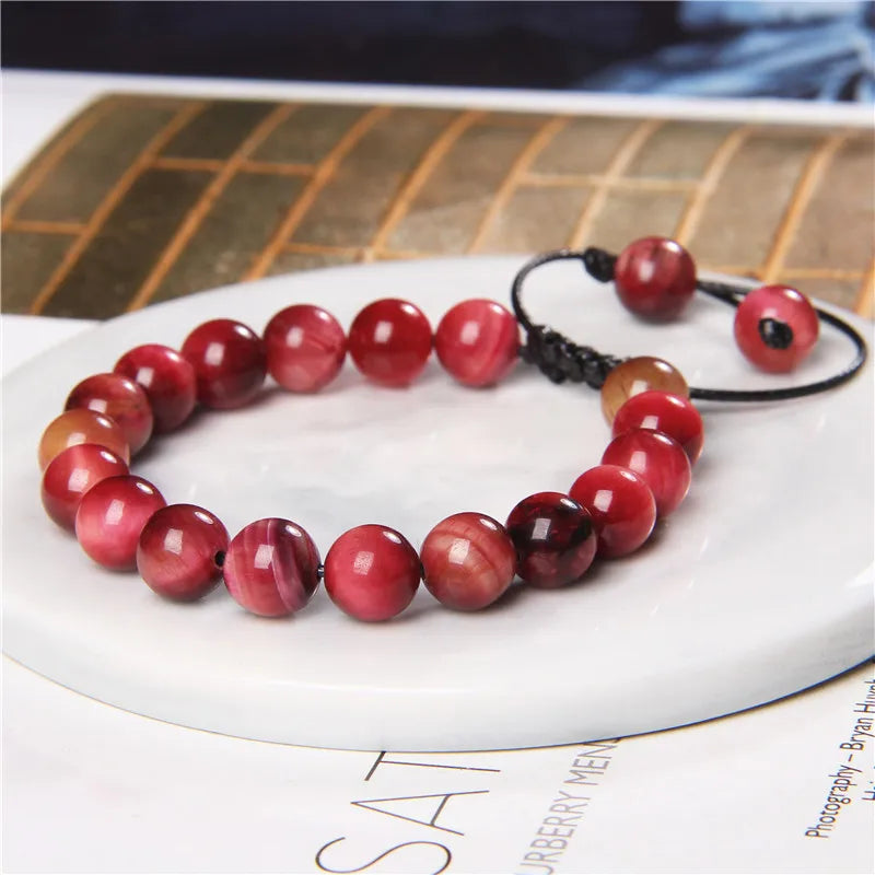 Cool Royal 5 Star Natural Stone Tiger Eye Beaded Bracelets