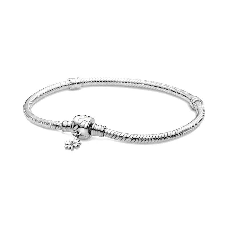 European Heart Round Clasp Clip Snake Chain Bracelet