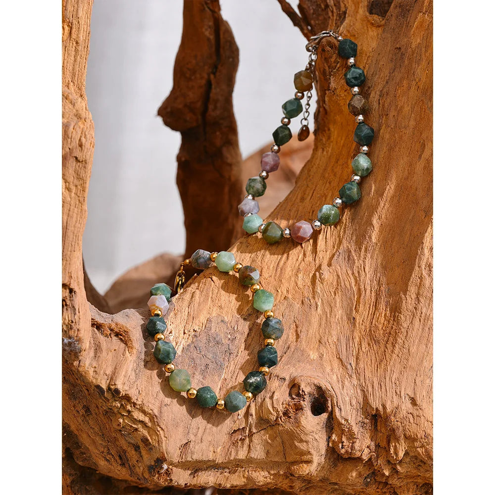 Gorgeous Healing Indian Agate Natural Stone Bracelet