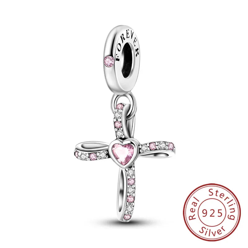 Splash Pink & Silver Pendant Charms