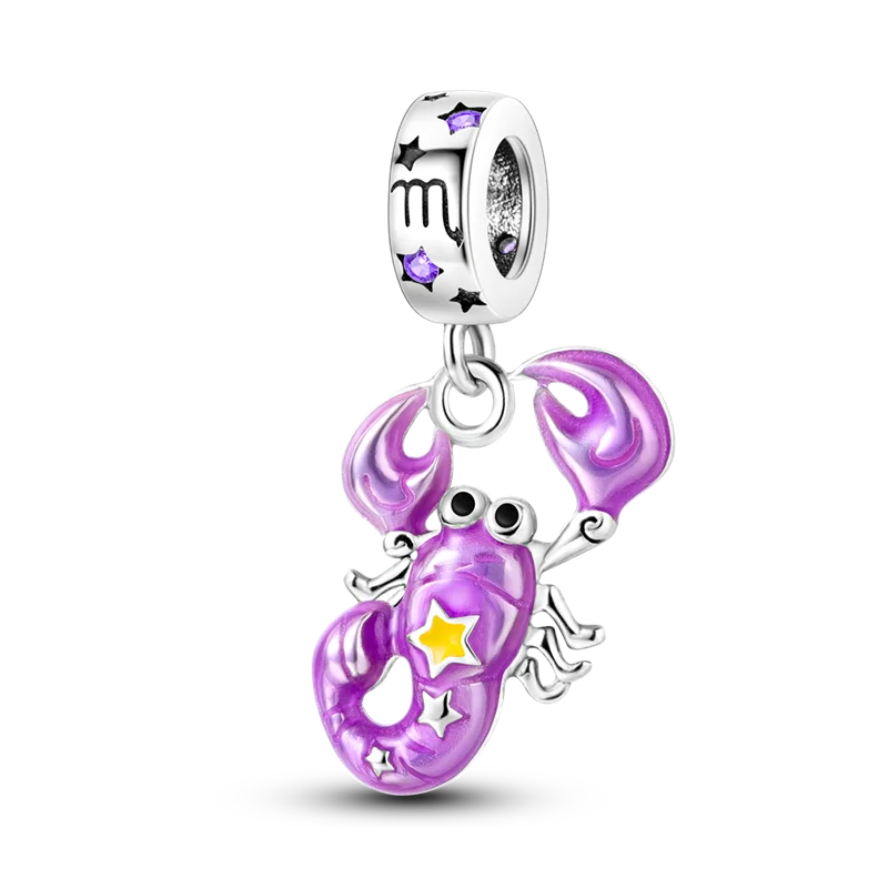 Zodiac Constellation Months Round Birthstone Charm Beads