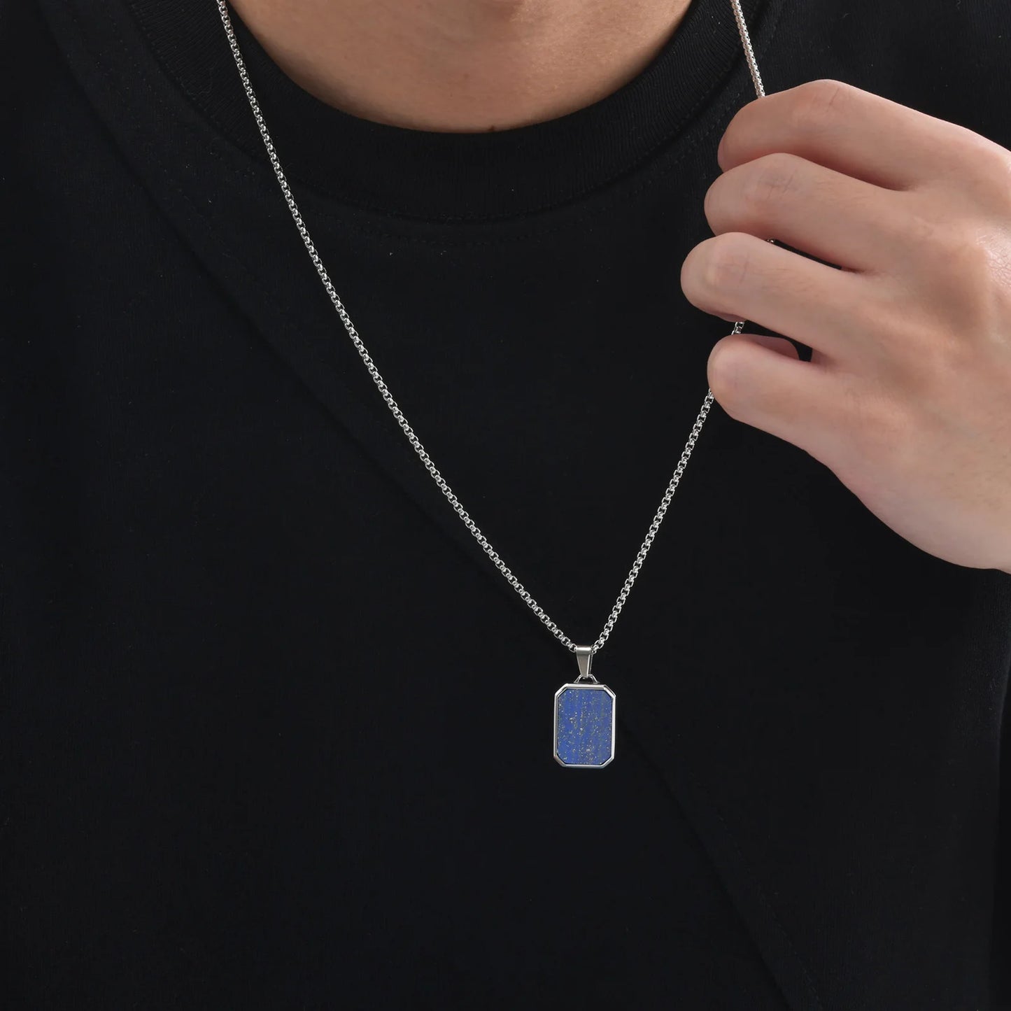 Natural Stone Protection Pendant Square Necklaces