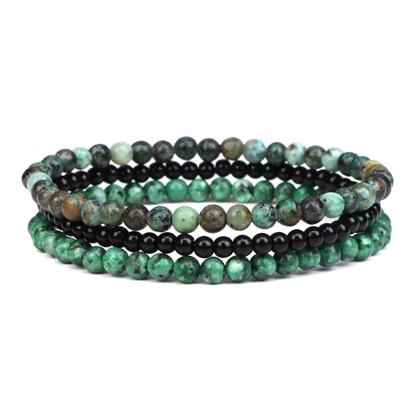 Layered Natural Stone Beaded Bracelet 3pcs/Set