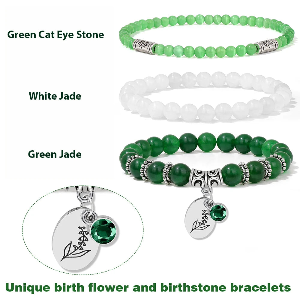 Birthstone Rose Sunflower Beaded Bracelet Sets