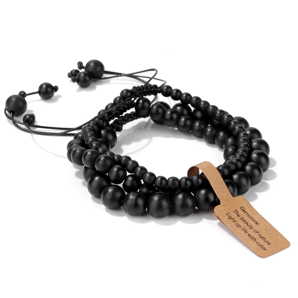 Universal Natural Stone Healing Mixed Size Beaded Bracelets