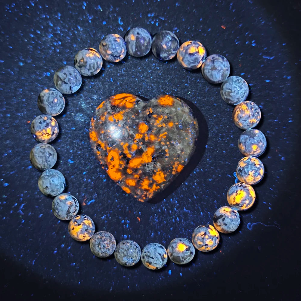 UV Luminescent Flame Rock Stone Bracelet with Natural Raw Stone Accessories