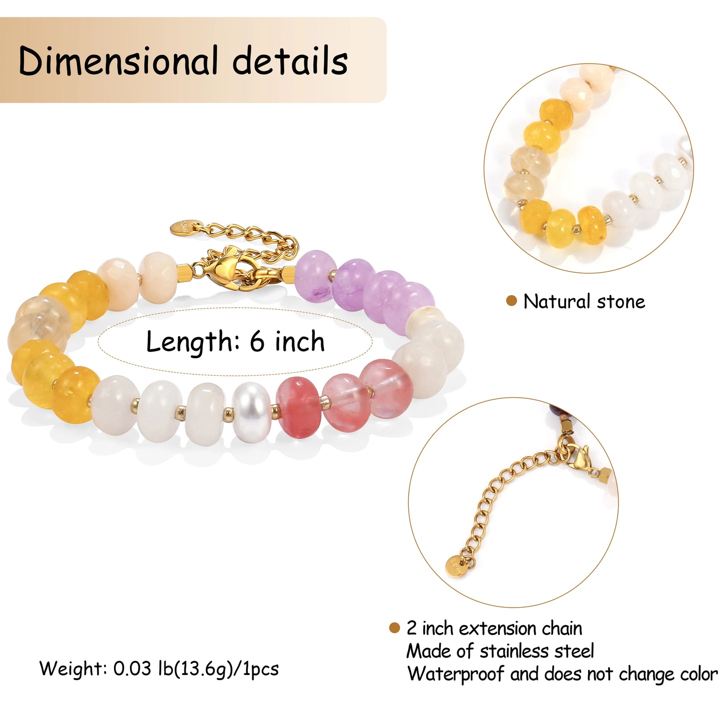 Colorful Gemstone Rainbow Bracelet