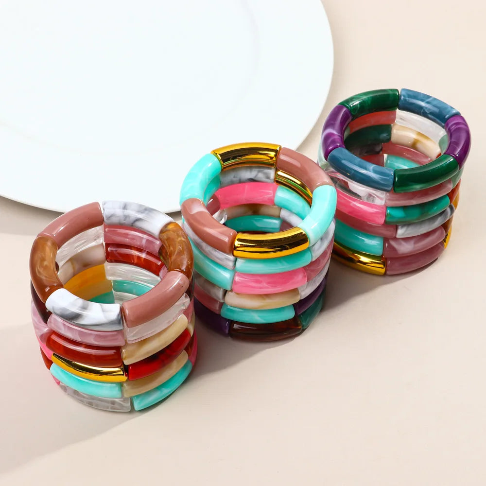 Exquisite Stacked Bamboo Bangles Bracelets