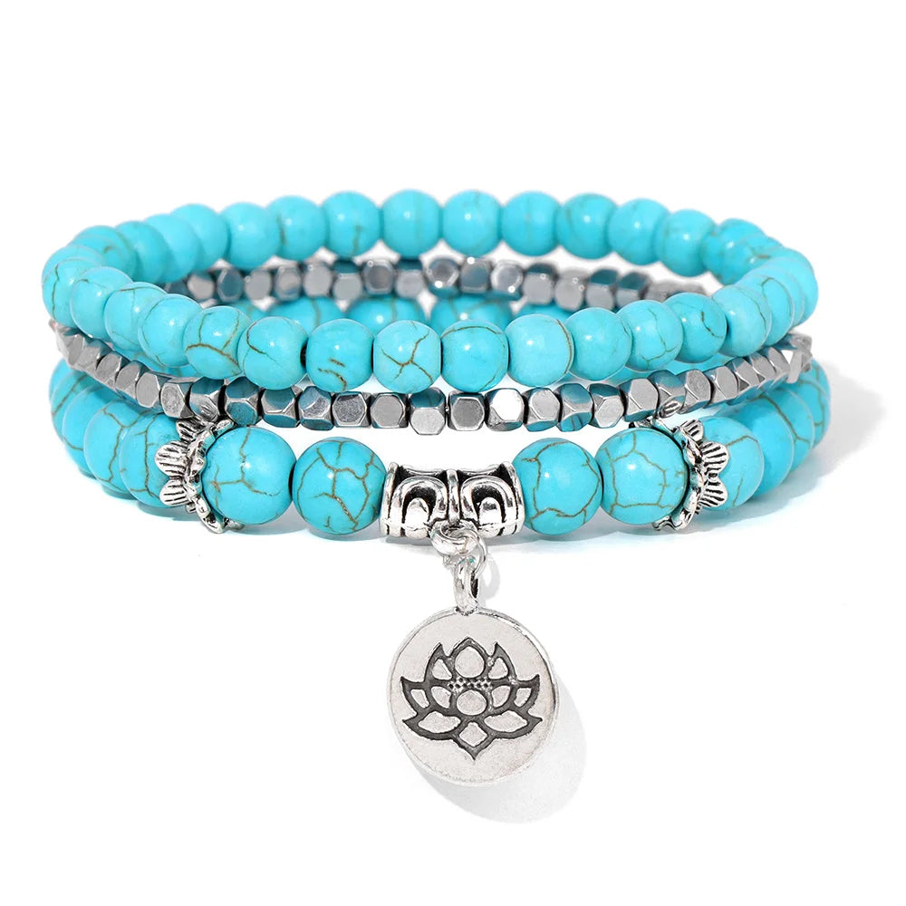 New Blue Turquoises Stone Charm Series Bracelets