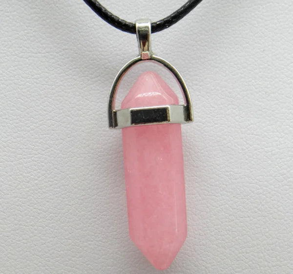 Natural Stone Crystal Hexagonal Pendant Necklace