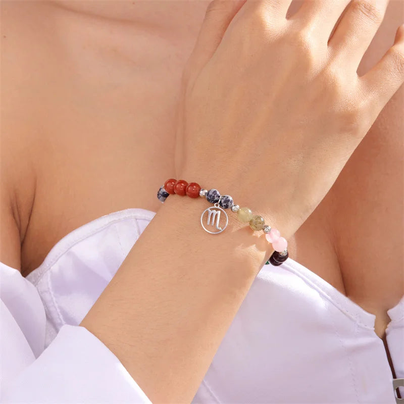 Colorful 12 Constellation Natural Stone Beaded Bracelets