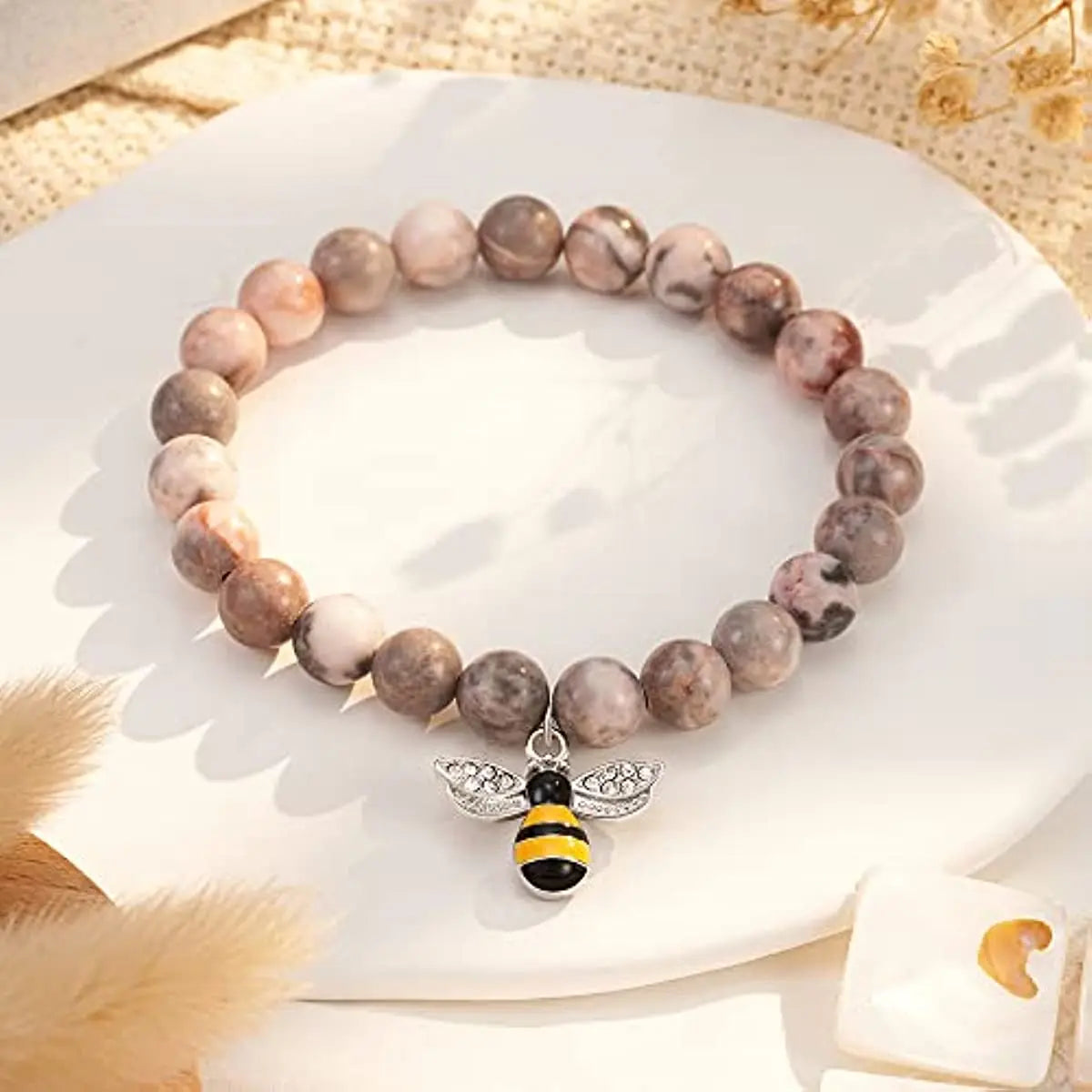 Sophisticated Educator Bee Pendant Healing Spiritual Bracelet with Card