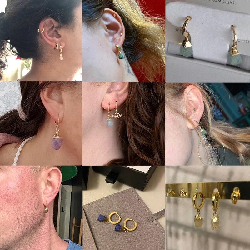 Natural Irregular Raw Stone Earrings & Necklace Sets