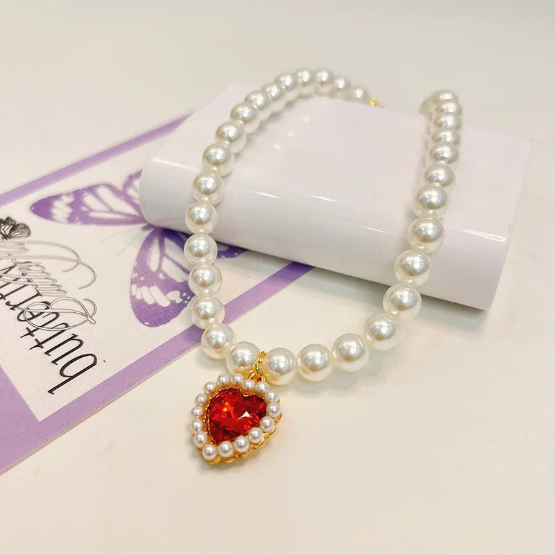 Pet Pearl Rhinestones Luxury Collar