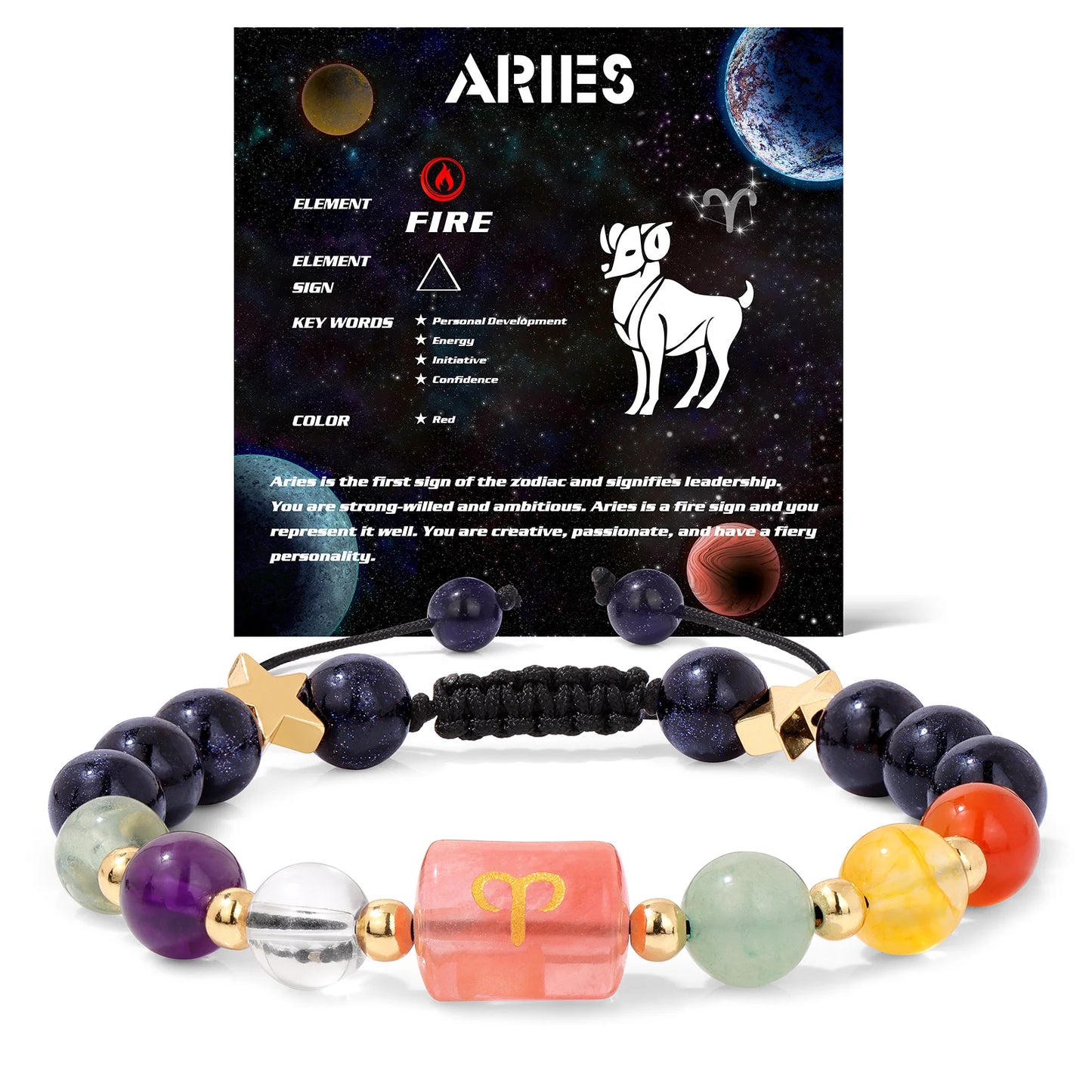 Personalized 12 Zodiac Natural Stone Crystal Beads Bracelet