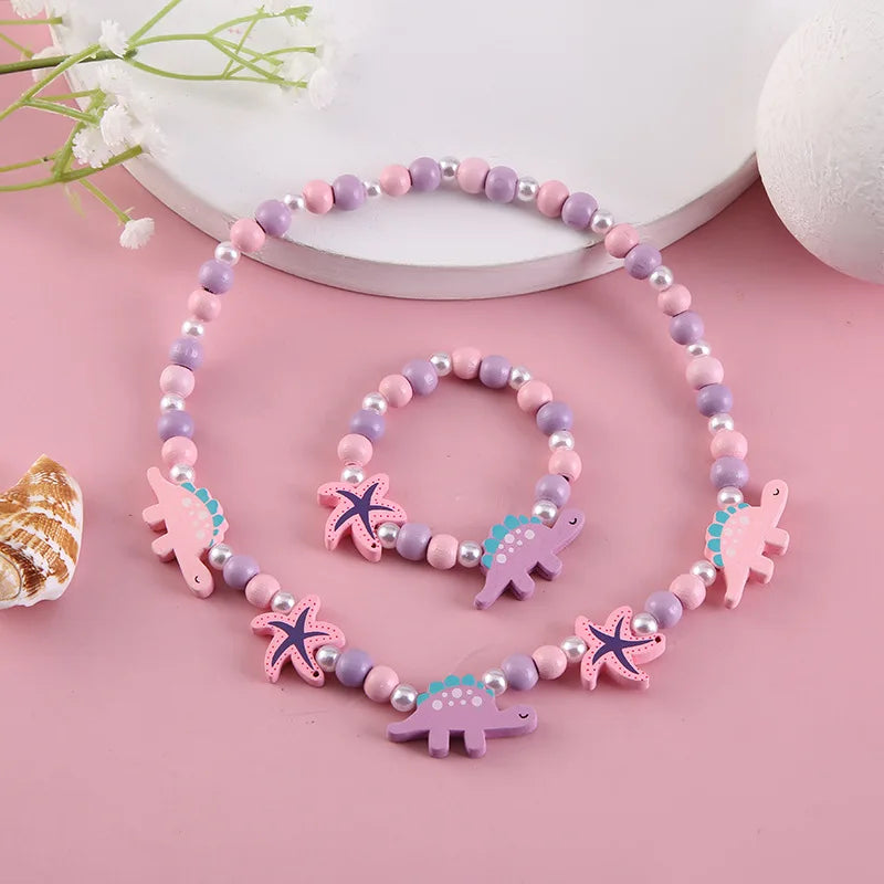 Cute Cartoon Pattern Necklace Bracelet Sets