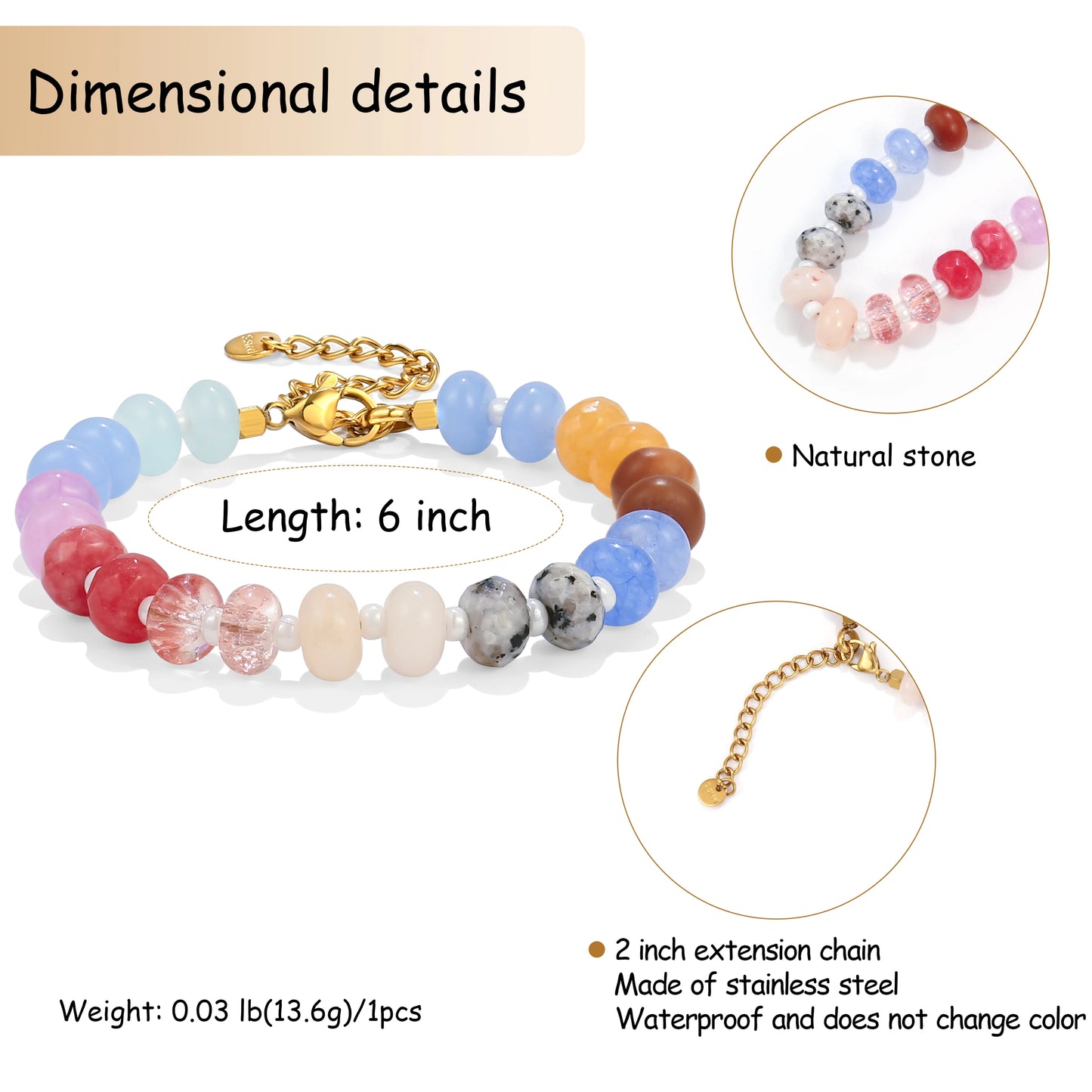 Colorful Gemstone Rainbow Bracelet