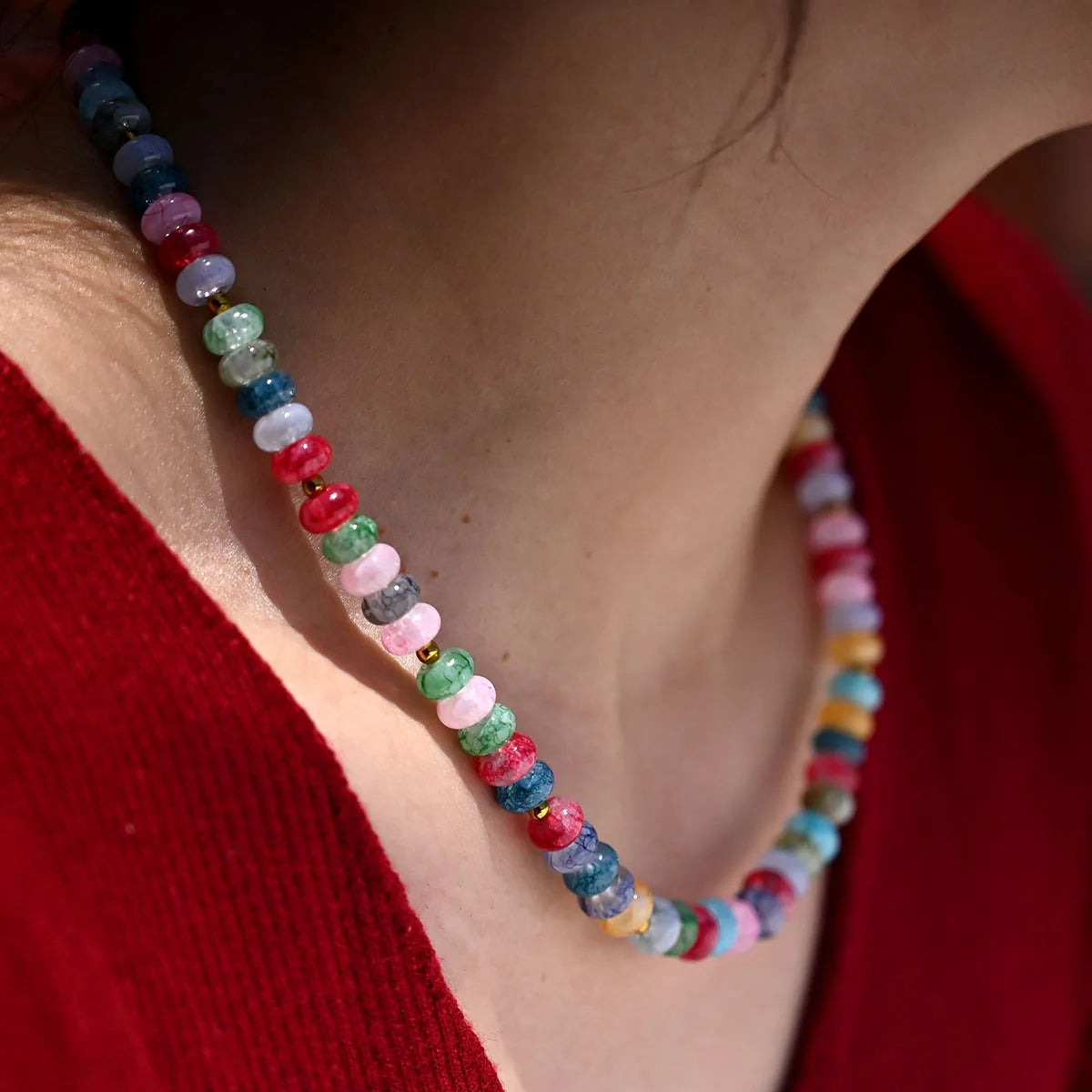 Enchanting Crystal Glass Soft Color Choker Necklace