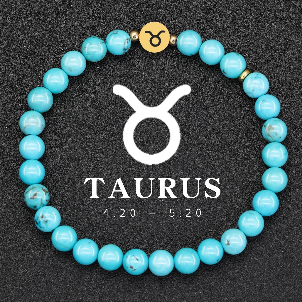 Natural Stone Blue Turquoise 12 Zodiac Bracelets