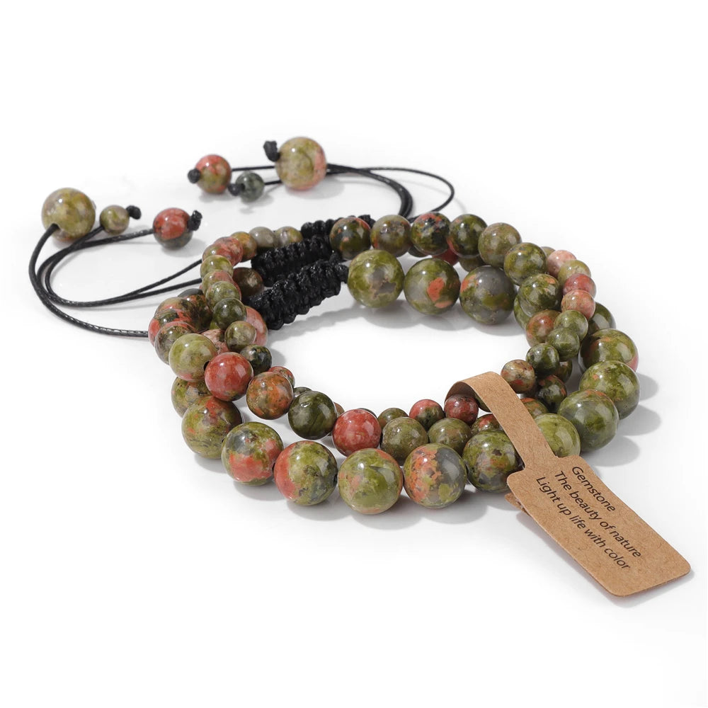 Universal Natural Stone Healing Mixed Size Beaded Bracelets