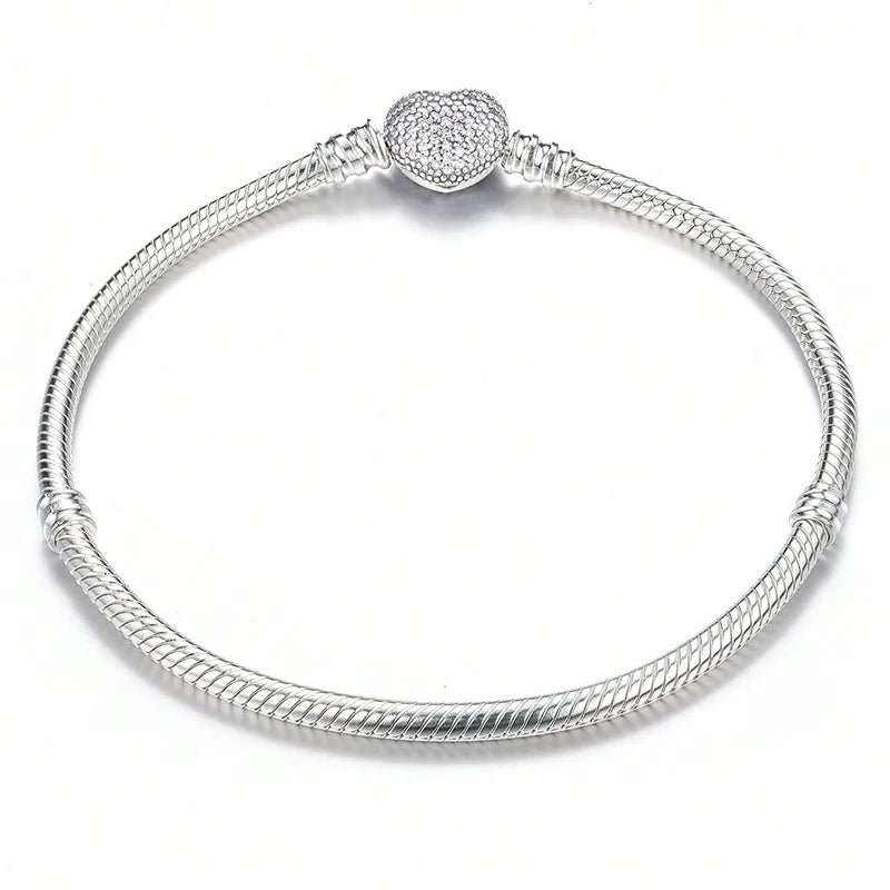 Sweet Love Heart Charm Platinum Bracelet