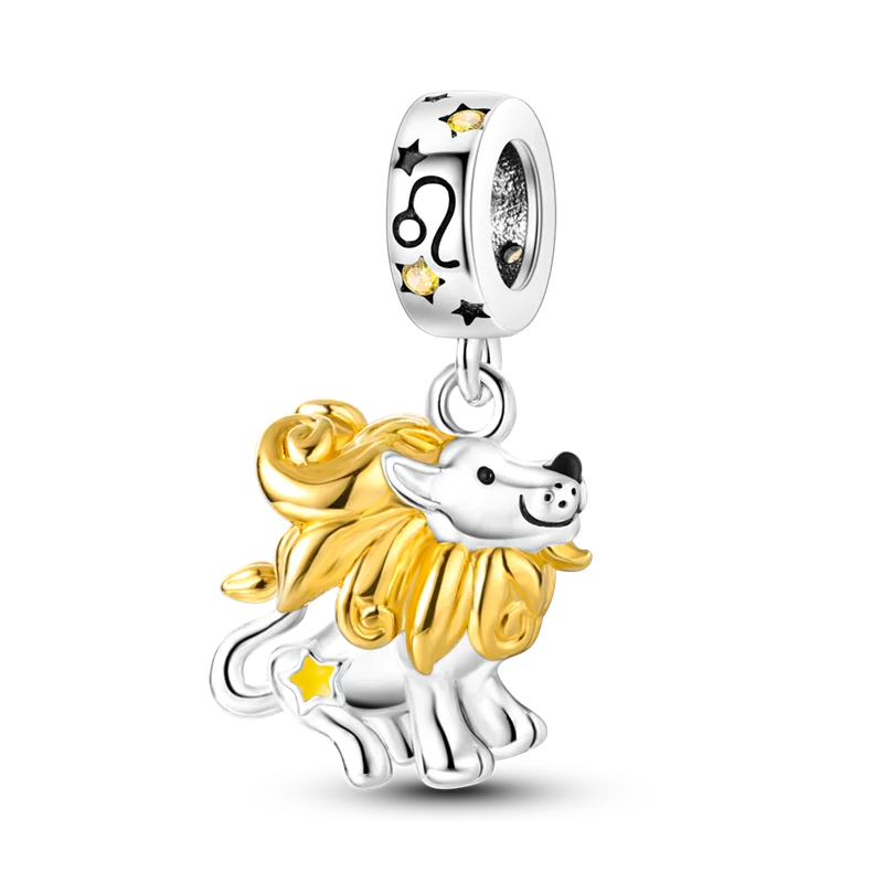 Zodiac Constellation Months Round Birthstone Charm Beads