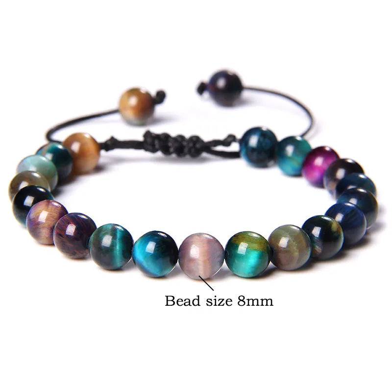 Cool Royal 5 Star Natural Stone Tiger Eye Beaded Bracelets